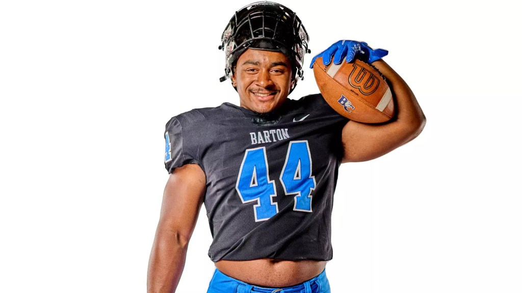 Matt Smith in his Barton College football uniform, number 44